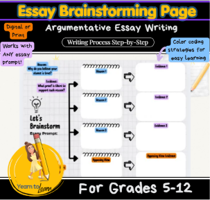 Essay Writing Graphic Organizer: Brainstorming (1 page)